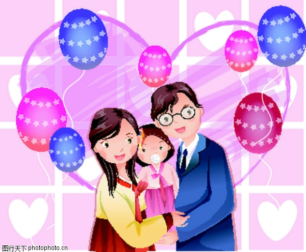 家庭和睦图片-家庭图 爱心 气球 全家福,家庭,家