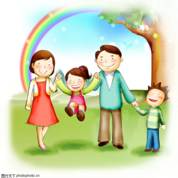 家庭-幸福生活-牵手的家人