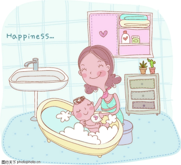 母亲生活图片-家庭图 给娃娃洗澡,家庭,母亲生